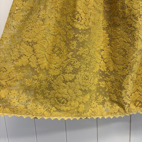 Vintage Lace Midi Tea Skirt Women Small Yellow Twee Floral Feminine Spring Chic - Picture 6 of 7